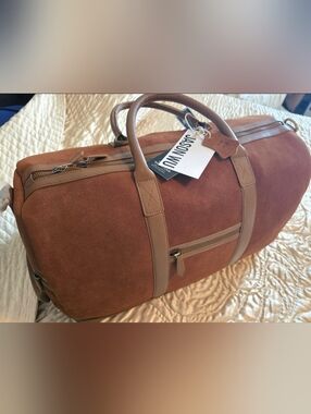 Jason Wu Brown Suede Duffel with Tan Leather Trim